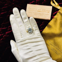 Load image into Gallery viewer, 10k Gold Aquamarine Ring Size 7.25 Vintage 3 Carat Aquamarine Cluster Ring 3.3g