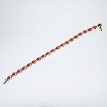 Load image into Gallery viewer, 10k Yellow Gold Ruby Diamond Tennis Bracelet 7.5" Fancy Oval Cut Rubies 7.5g