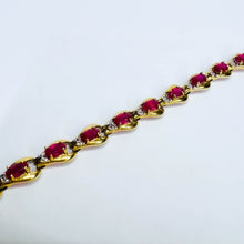 Load image into Gallery viewer, 10k Yellow Gold Ruby Diamond Tennis Bracelet 7.5" Fancy Oval Cut Rubies 7.5g