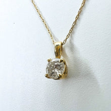 Load image into Gallery viewer, REAL 14k YELLOW GOLD 1/3ct Natural Diamond Solitaire Necklace 19" Solid Gold 585