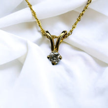 Load image into Gallery viewer, 14K Gold 1/20 CT Natural Diamond Solitaire Necklace 18" .05ct April Birthstone