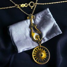 Load image into Gallery viewer, Antique Art Nouveau 10k Yellow Gold Opal Seed Pearl Necklace Lavalier Victorian