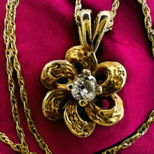 Load image into Gallery viewer, Antique 14k Gold .10 Carat Old Mine Cut Diamond Necklace 18" Victorian Love Knot