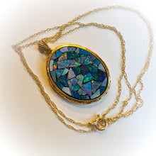 Load image into Gallery viewer, 14k Yellow Gold Black Opal Necklace 18" Mosaic Australian Opal 3.5g Vintage