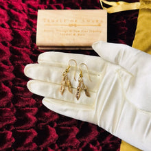 Load image into Gallery viewer, 10k Gold Vintage Feather Earrings 40mm Dangle Handmade Native American Southwest