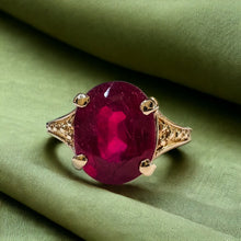 Load image into Gallery viewer, 10k Yellow Gold 2&1/2 CTTW Ruby Ring Size 8.75 Natural Ruby Solitaire Ring 2.4g