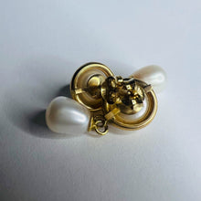 Load image into Gallery viewer, Authentic Solid 14k Yellow Gold Button Pearl & Drop Pearl Dangle Earrings 3.2g