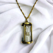 Load image into Gallery viewer, 14k Gold Diamond Hourglass Necklace 18" Sands of Time Vintage Diamond Dust 3.15g