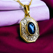 Load image into Gallery viewer, Antique 18k Yellow Gold 1/2ct Natural Sapphire Diamond Necklace 16" French 2.4g