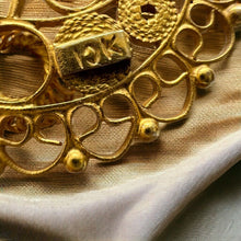 Load image into Gallery viewer, Antique 10k Gold Hoop Earrings Filigree Creole Gypsy French Wire Victorian 4.6g