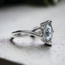 Load image into Gallery viewer, 10k White Gold Aquamarine 1/2 CT T.W. Diamond Engagement Ring Set Twist Sz 7