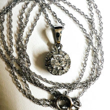 Load image into Gallery viewer, 14k White Gold .25ctw Natural Diamond Necklace 18" 10k Gold Cluster Pendant 1.2g