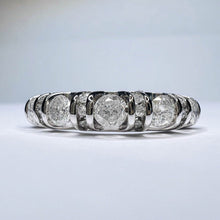 Load image into Gallery viewer, 10k White Gold 5 Stone Diamond Ring Size 8 Vintage Engagement Ring 1 Carat TW 2g Wedding Ring Bar Set Diamond Ring Anniversary Gift for Wife