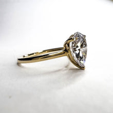Load image into Gallery viewer, 10k Yellow Gold 4CT Pear Cut Simulated Diamond Engagement Ring Size 7 Wedding Ring Anniversary Gift for Wife Promise Ring For Girlfriend