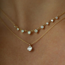 Load image into Gallery viewer, REAL 14k YELLOW GOLD 1/3ct Natural Diamond Solitaire Necklace 19" Solid Gold 585