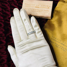 Load image into Gallery viewer, 10k White Gold Aquamarine & Diamond Ring Size 7 Five Stone Engagement Ring 2.4g