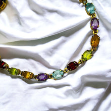 Load image into Gallery viewer, 10k Yellow Gold Multi Gemstone Rainbow Colors Eternity Tennis Bracelet 7.5" 5.3g