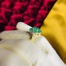 Load image into Gallery viewer, 10k Yellow Gold 2.4CT Natural Emerald Ring Size 5 Antique Emerald Ring Diamonds
