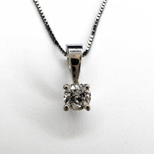 Load image into Gallery viewer, 10k White Gold 1/4ct Solitaire Natural Diamond Necklace 19" Anniversary Gift