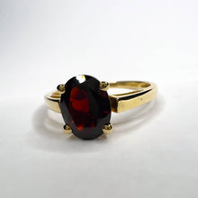 Load image into Gallery viewer, 10k Yellow Gold 2 Carat Garnet Ring Size 9.25 Natural Garnet Solitaire Ring 2g