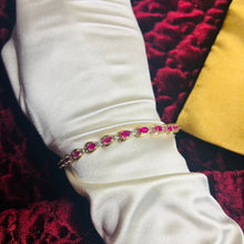 Load image into Gallery viewer, 10k Yellow Gold Ruby Diamond Tennis Bracelet 7.5" Fancy Oval Cut Rubies 7.5g