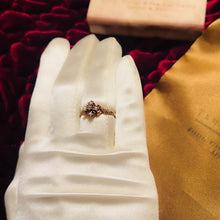 Load image into Gallery viewer, Antique 14k Yellow Gold Diamond Seed Pearl Ring Size 5.5 Victorian Estate Antique Ring Vintage Engagement Ring Art Nouveau Christmas Gift for Wife Temple of Amara Valentines Day Gift anniversary Gift