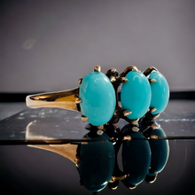 Load image into Gallery viewer, 14k Yellow Gold Antique Turquoise Ring Size 6.25 Victorian Estate Vinage 1.6g