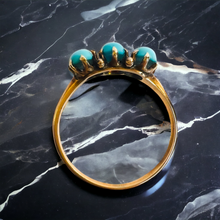 Load image into Gallery viewer, 14k Yellow Gold Antique Turquoise Ring Size 6.25 Victorian Estate Vinage 1.6g