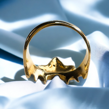 Load image into Gallery viewer, Antique 14k Yellow Gold Stag Sapphire Eyes Ring Sz 5.25 Deer Antlers Vintage 2g