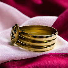 Load image into Gallery viewer, Antique 14k Yellow Gold Snake Diamond & Emerald Ring Sz 8.25 Art Nouveau 3.33g