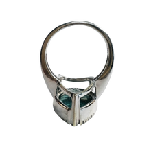 Load image into Gallery viewer, 10k White Gold 10cttw Pear Cut Aquamarine Blue Green Topaz Ring Size 8 9g