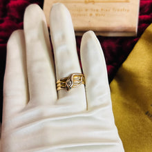 Load image into Gallery viewer, Antique 14k Yellow Gold Snake Diamond & Emerald Ring Sz 8.25 Art Nouveau 3.33g