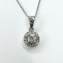 Load image into Gallery viewer, 14k White Gold .25ctw Natural Diamond Necklace 18" 10k Gold Cluster Pendant 1.2g