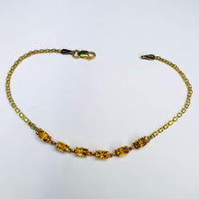 Load image into Gallery viewer, Estate 10k Yellow Gold Natural Citrine Tennis Bracelet 7.15"L Bismark Link Chain 2.2g November Birthstone Bracelet Anniversary Gift for Wife