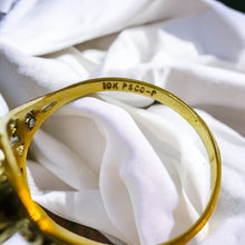 Load image into Gallery viewer, Antique 10k Gold Opal Ring Size 5.5 Victorian Era Solitaire Filigree Ring 1.4g