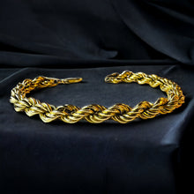 Load image into Gallery viewer, Vintage 14k Yellow Gold 6mm Rope Bracelet 7.25" Hand Crafted Cable Rings 4.5g