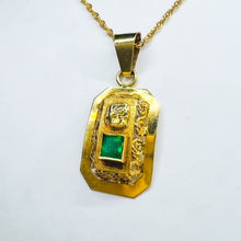 Load image into Gallery viewer, 18k Yellow Gold Pre Columbian Tumi Natural Emerald Necklace 18" 3.3g 14k Chain