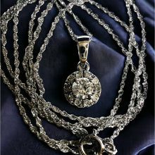 Load image into Gallery viewer, 14k White Gold .25ctw Natural Diamond Necklace 18" 10k Gold Cluster Pendant 1.2g
