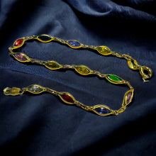 Load image into Gallery viewer, 14k Yellow Gold 3.6mm Multi Colored Gemstone Bracelet 7" REAL GOLD 585 2.4g