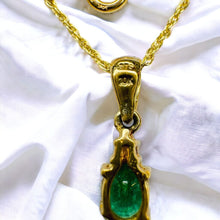Load image into Gallery viewer, 10k Gold Natural Emerald Necklace 18" Colombian Emerald & Diamond Necklace 1g