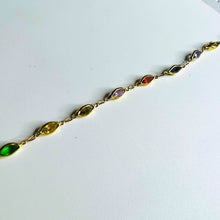 Load image into Gallery viewer, 14k Yellow Gold 3.6mm Multi Colored Gemstone Bracelet 7" REAL GOLD 585 2.4g