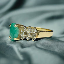 Load image into Gallery viewer, 10k Gold Natural Emerald Diamond Ring Sz 8.25 Earth Mined Emerald Ring 3g
