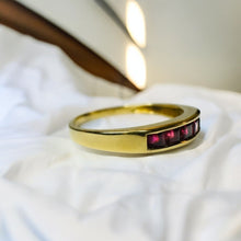 Load image into Gallery viewer, 14k Gold Natural Ruby Ring Sz5.25 Channel Set Square Baguette Half Eternity Ring