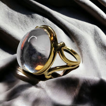 Load image into Gallery viewer, Antique 10k Gold Pools of Light Rock Crystal Cabochon Ring RARE Victorian Sz 5