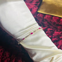 Load image into Gallery viewer, 10k Yellow Gold Natural Ruby Tennis Bracelet 7" Oval Cut Rubies & Diamond 4g