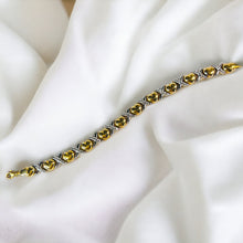 Load image into Gallery viewer, 10k Yellow Gold 8.5mm XO Love Tennis Bracelet 7.15" Two Tone White Gold 7g
