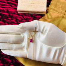 Load image into Gallery viewer, 14k Yellow Gold Natural Ruby & Diamond Necklace 16" 2cttw Ruby Cabochon 1.6g