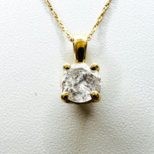Load image into Gallery viewer, REAL 14k YELLOW GOLD 1/3ct Natural Diamond Solitaire Necklace 19" Solid Gold 585