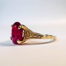 Load image into Gallery viewer, 10k Yellow Gold 2&1/2 CTTW Ruby Ring Size 8.75 Natural Ruby Solitaire Ring 2.4g