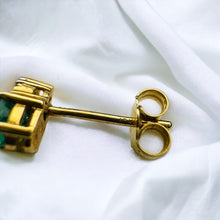 Load image into Gallery viewer, 10k Gold Diamond and Natural Emerald Earrings 1/2 Carat T.W. Stud Earrings .7g